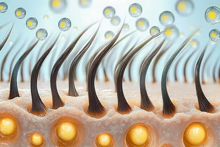 Visualisierung wie Haarwurzeln mit Nährstoffen versorgt werden