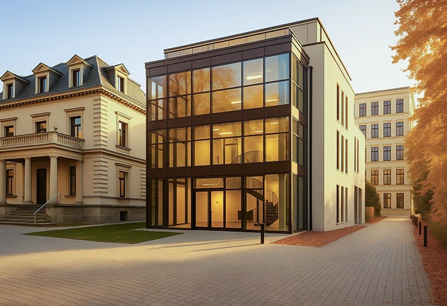 Außenansicht der Elithair Praxis in Leipzig – moderner Standort im medizinischen Zentrum der Stadt für die PRP Behandlung und persönliche Beratung