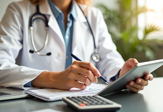 Ärztin berechnet die Kosten einer Haartransplantation anhand einer detaillierten Haaranalyse – transparente und individuelle Beratung bei Elithair