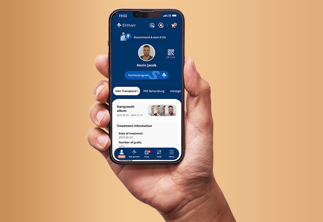 Startseite der Elithair App